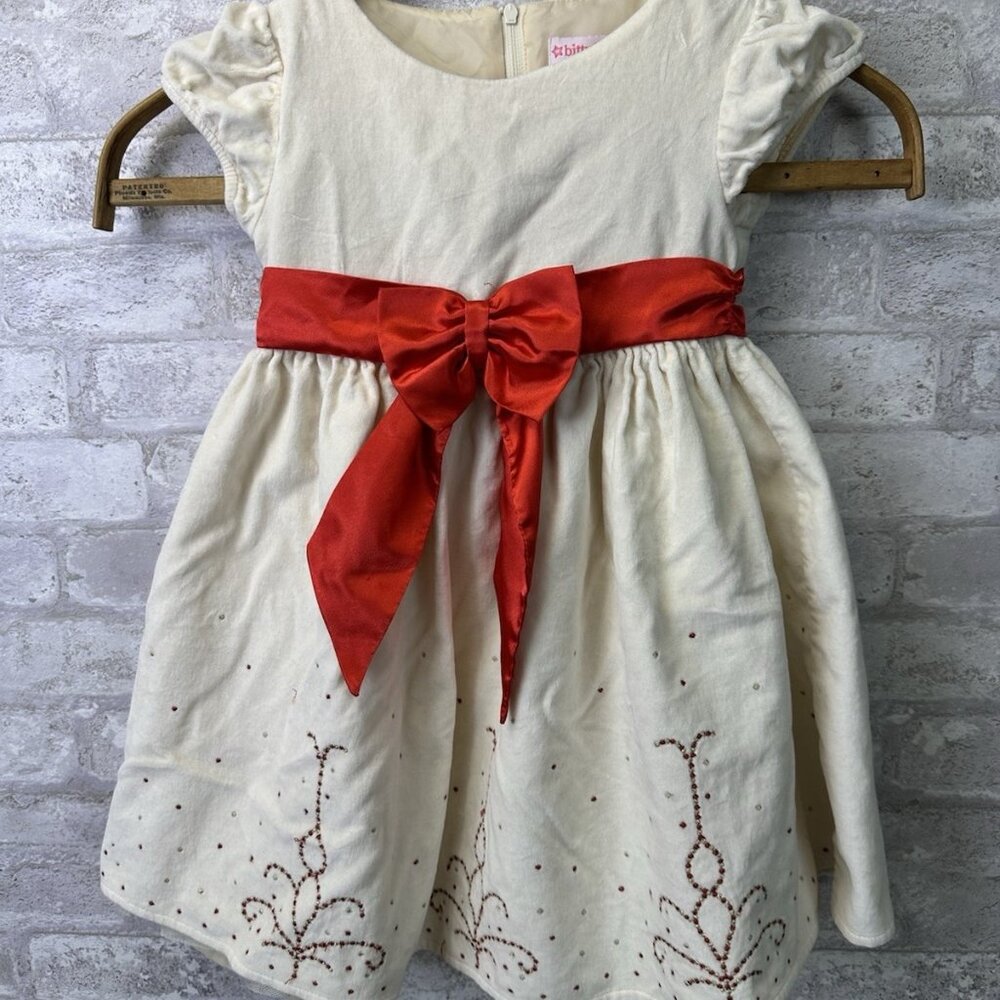 AMERICAN GIRL Bitty Baby Girls Holiday CREAM AND CRIMSON DRESS CHILD SZ 4 # 4072